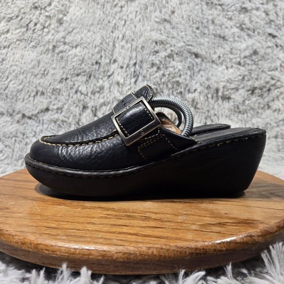 Vintage Y2K Born Womens Size 9/40.5 Chunky Platform Mules Black Leather Shoes - Picture 3 of 11
